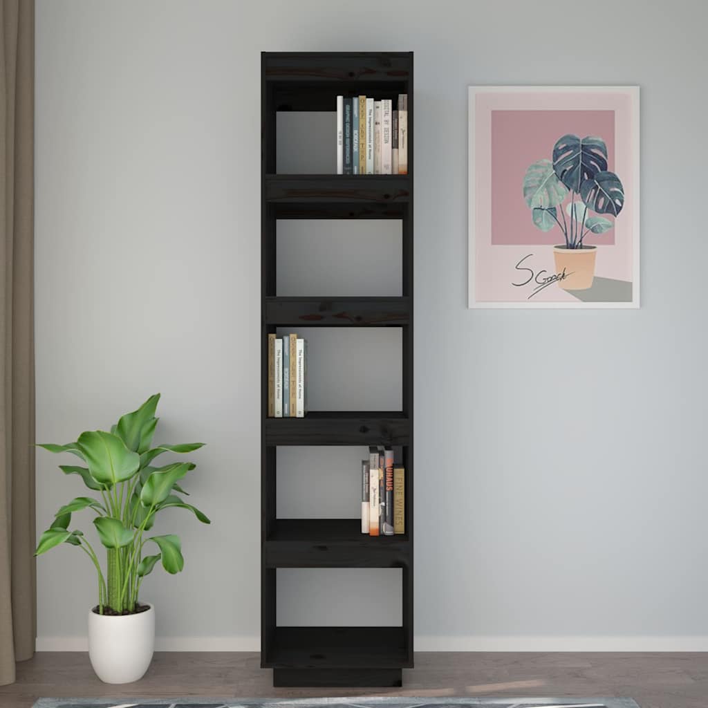 Book Cabinet 40x35x71 cm Solid Wood Pine Black 167 cm