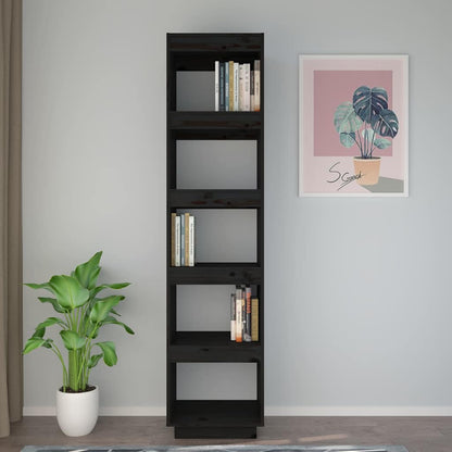 Book Cabinet 40x35x71 cm Solid Wood Pine Black 167 cm