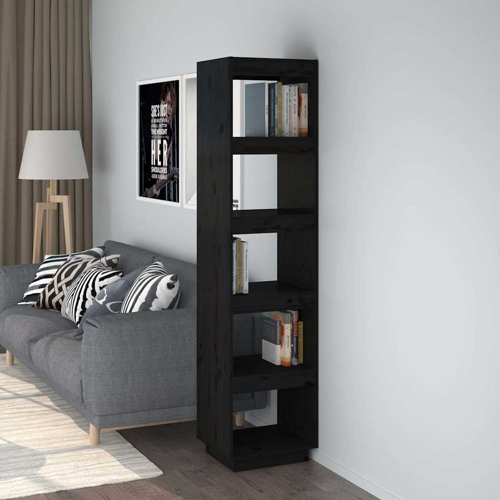 Book Cabinet 40x35x71 cm Solid Wood Pine Black 167 cm