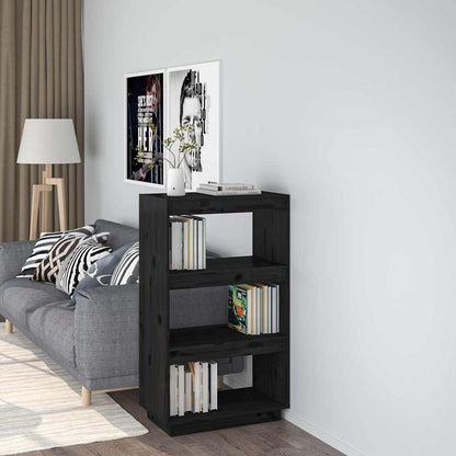 Book Cabinet 60x35x71 cm Solid Wood Pine Black 103 cm