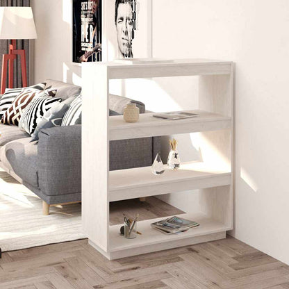 Book Cabinet 80x35x71 cm Solid Wood Pine White 103 cm