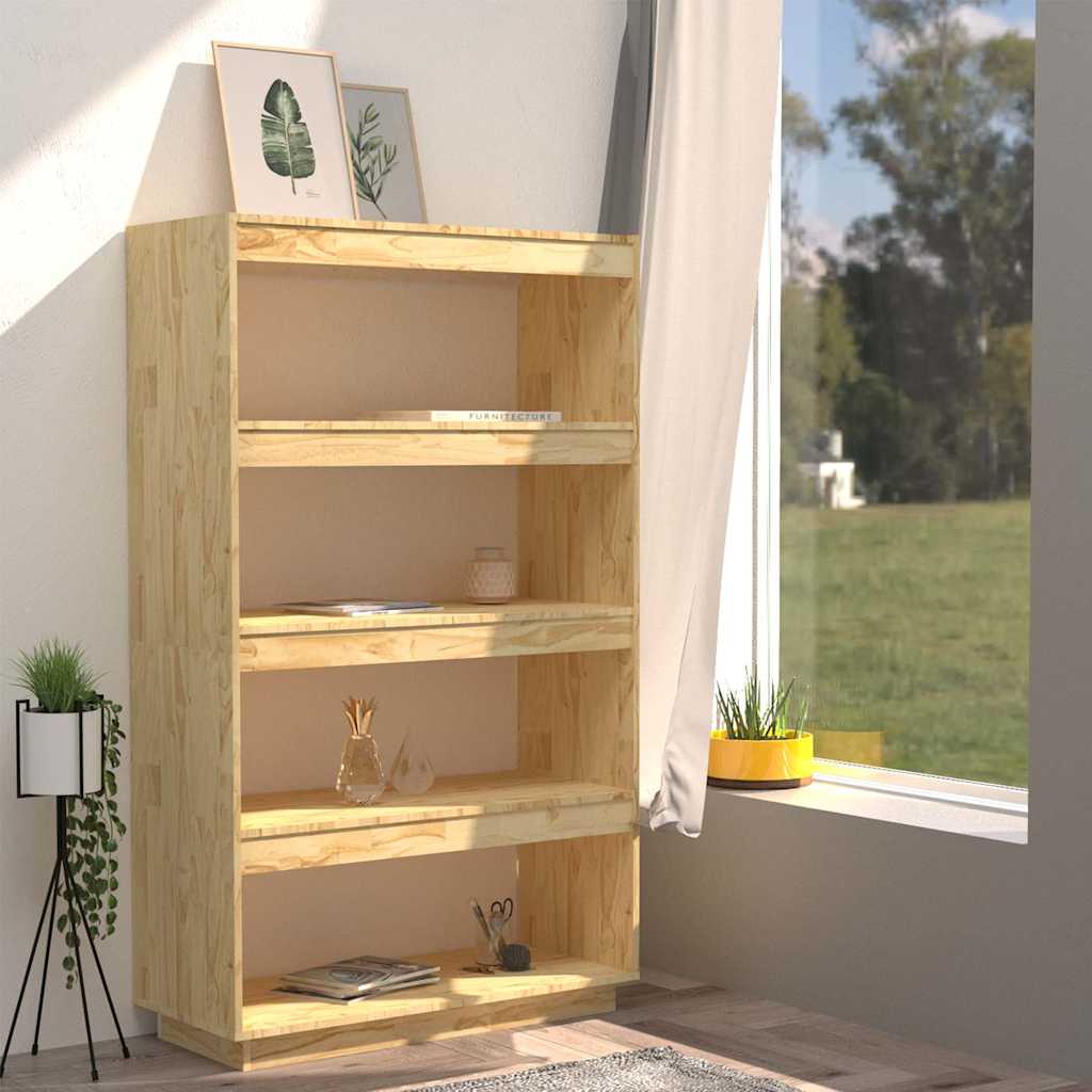 Book Cabinet 80x35x71 cm Solid Wood Pine Natural 135 cm