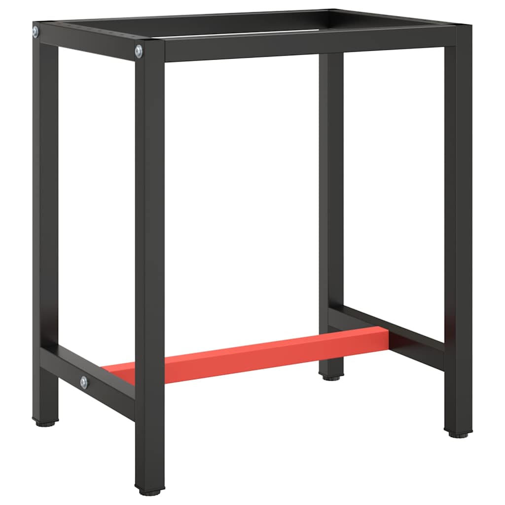Work Bench Frame Metal Black and Red 70 cm 50 cm