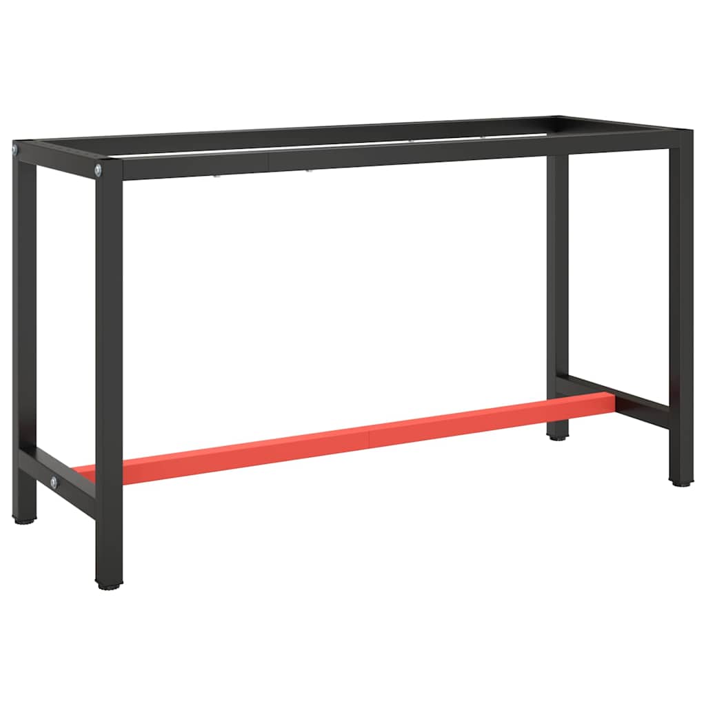 Work Bench Frame Metal Black and Red 140 cm 50 cm