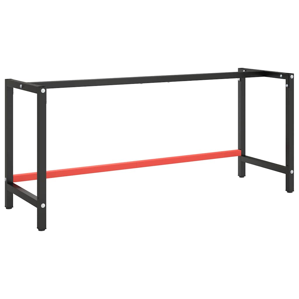 Work Bench Frame Metal Black and Red 180 cm 57 cm