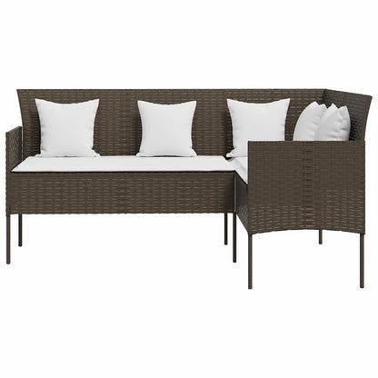 vidaXL 5 Piece L-shaped Couch Sofa Set with Cushions Poly Rattan Brown 4