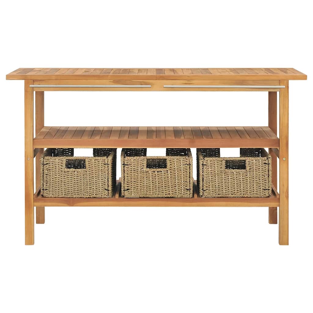 vidaXL Bathroom Vanity Cabinet | Teak | Solid teak wood, Seagrass | 132x45x75 cm 2