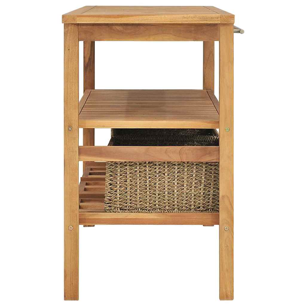 vidaXL Bathroom Vanity Cabinet | Teak | Solid teak wood, Seagrass | 132x45x75 cm 3