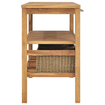 vidaXL Bathroom Vanity Cabinet | Teak | Solid teak wood, Seagrass | 132x45x75 cm 3