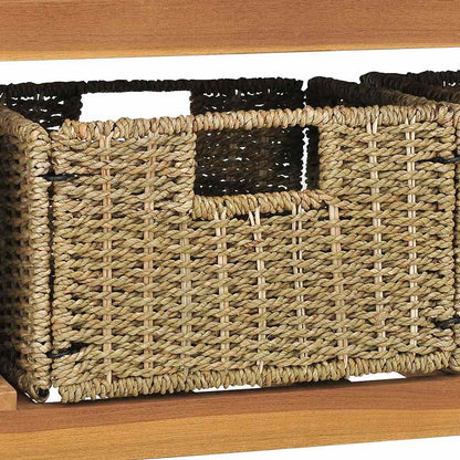 vidaXL Bathroom Vanity Cabinet | Teak | Solid teak wood, Seagrass | 132x45x75 cm 5