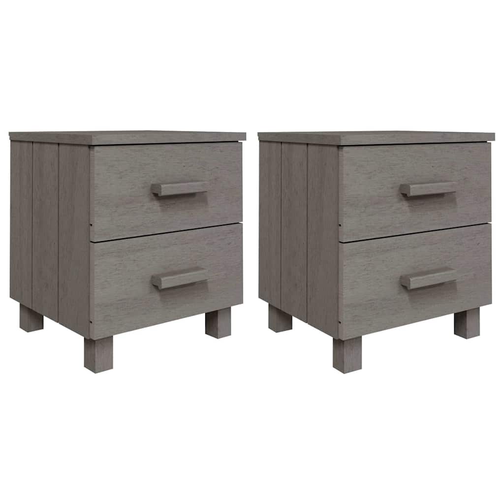 Bedside Cabinet "HAMAR" 40x35x44,5 cm Solid Pinewood Light grey 2