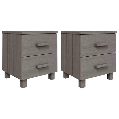 Bedside Cabinet "HAMAR" 40x35x44,5 cm Solid Pinewood Light grey 2