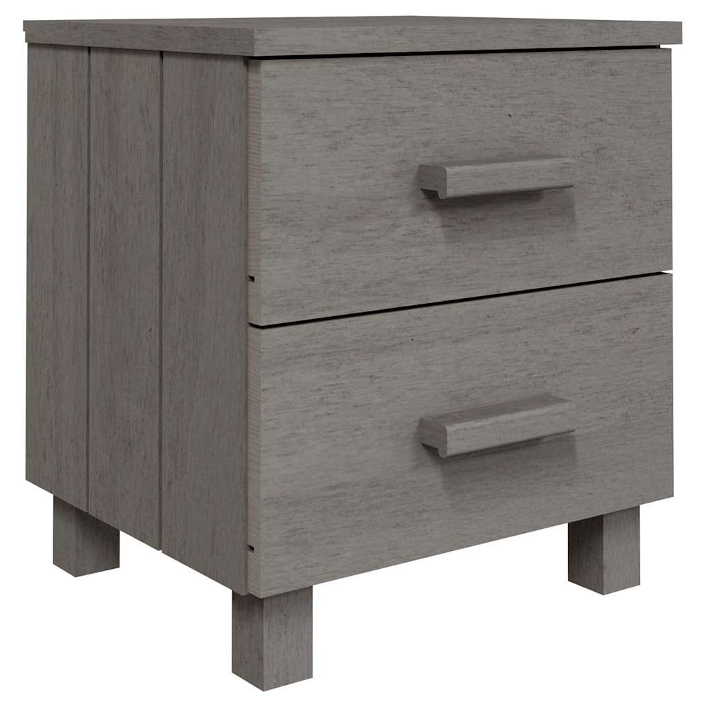 Bedside Cabinet "HAMAR" 40x35x44,5 cm Solid Pinewood Light grey 2