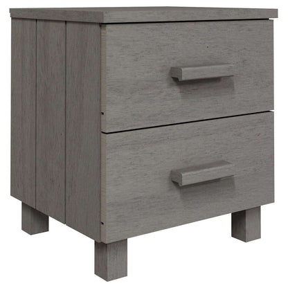 Bedside Cabinet "HAMAR" 40x35x44,5 cm Solid Pinewood Light grey 2