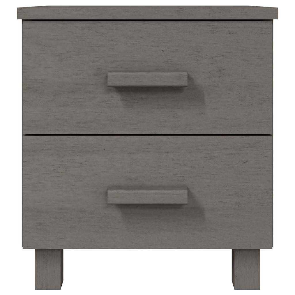 Bedside Cabinet "HAMAR" 40x35x44,5 cm Solid Pinewood Light grey 2