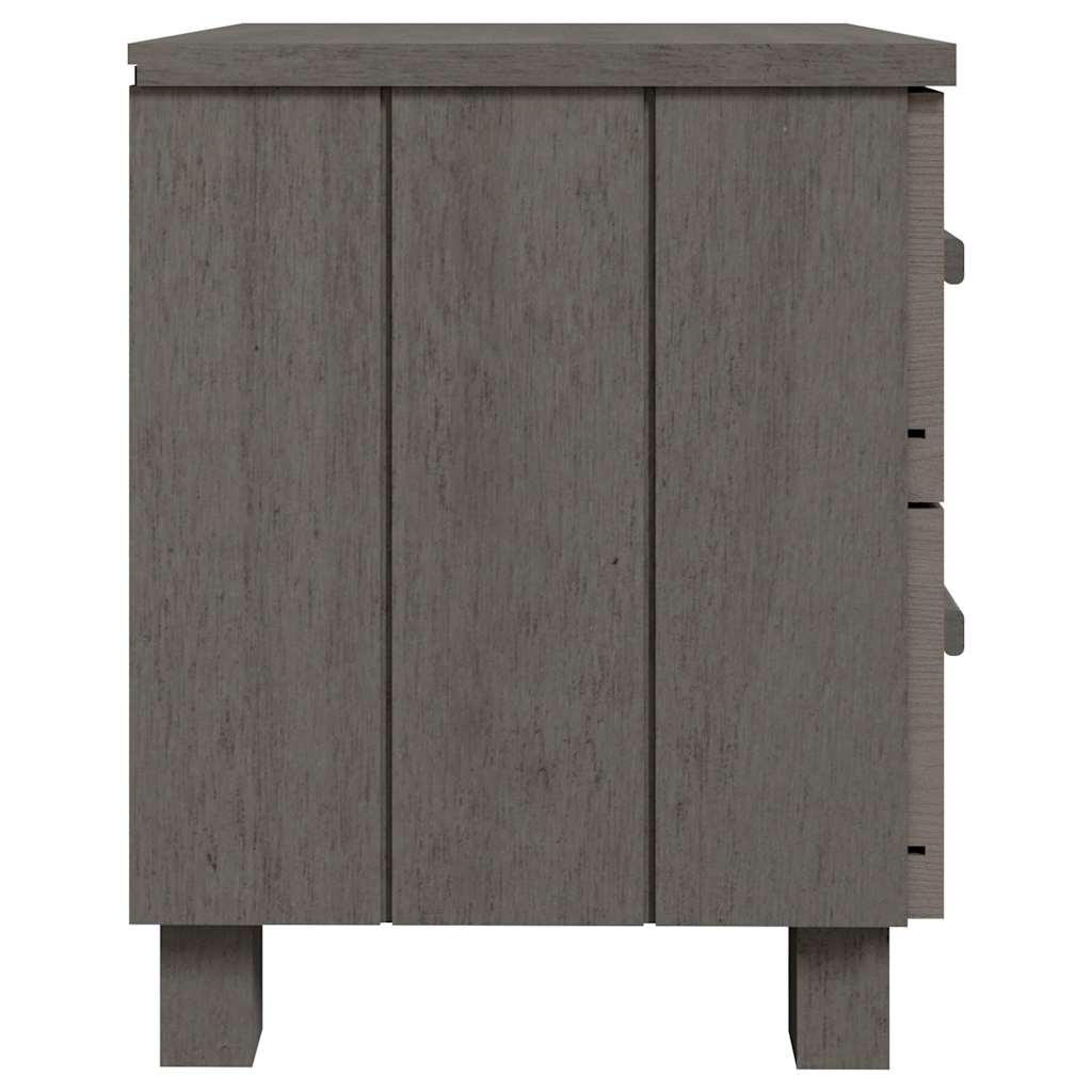 Bedside Cabinet "HAMAR" 40x35x44,5 cm Solid Pinewood Light grey 2