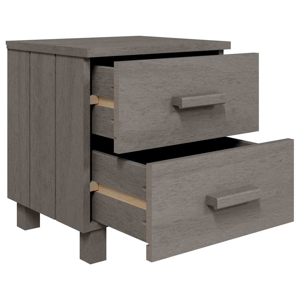 Bedside Cabinet "HAMAR" 40x35x44,5 cm Solid Pinewood Light grey 2