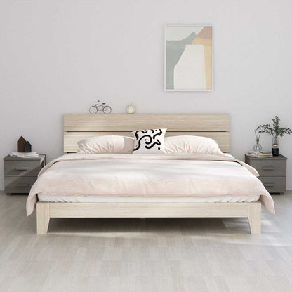 Bedside Cabinet "HAMAR" 40x35x44,5 cm Solid Pinewood Light grey 2