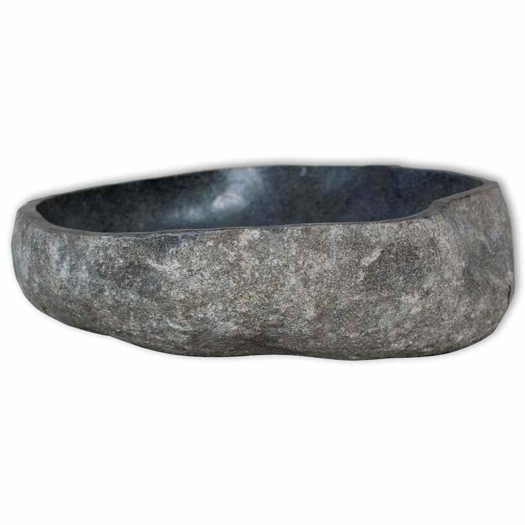 vidaXL Bathroom Vanity Cabinet with River Stone Sinks Solid Wood Teak 5