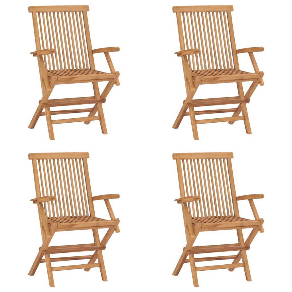 vidaXL Folding Chairs 4 pcs Solid Teak Wood 1