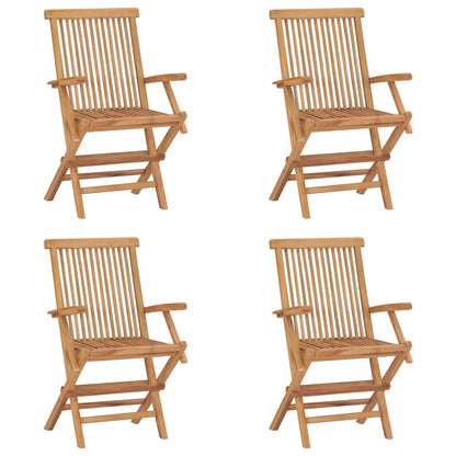 vidaXL Folding Chairs 4 pcs Solid Teak Wood 1