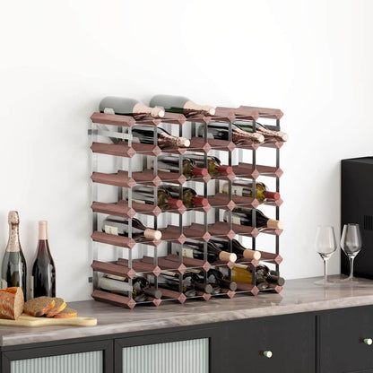 Wine Rack for Bottles Solid Pinewood Brown 42