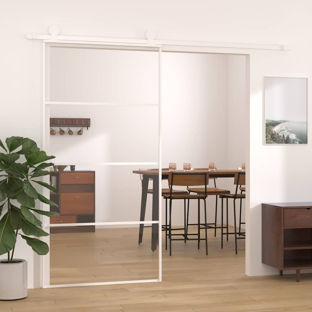 Sliding Door ESG Glass and Aluminium 102.5x205 cm White Transparent