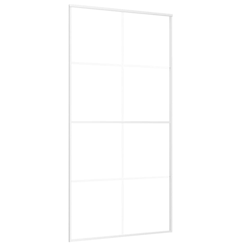 vidaXL Sliding Door Frosted ESG Glass and Aluminium 102.5x205 cm White 2