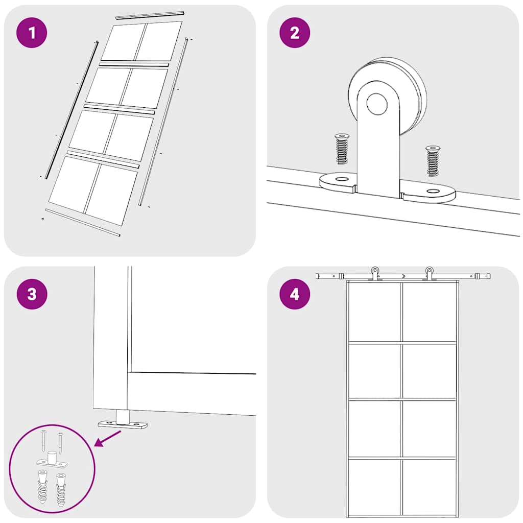vidaXL Sliding Door Frosted ESG Glass and Aluminium 102.5x205 cm White 6