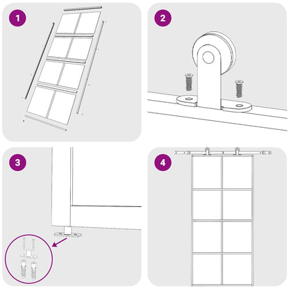 vidaXL Sliding Door Frosted ESG Glass and Aluminium 102.5x205 cm White 6