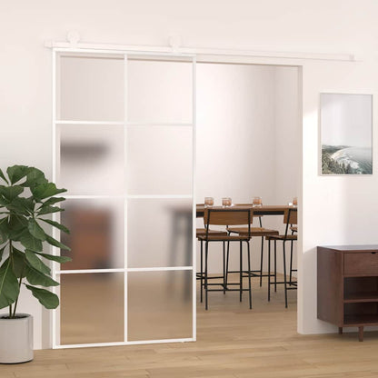 vidaXL Sliding Door Frosted ESG Glass and Aluminium 102.5x205 cm White 1