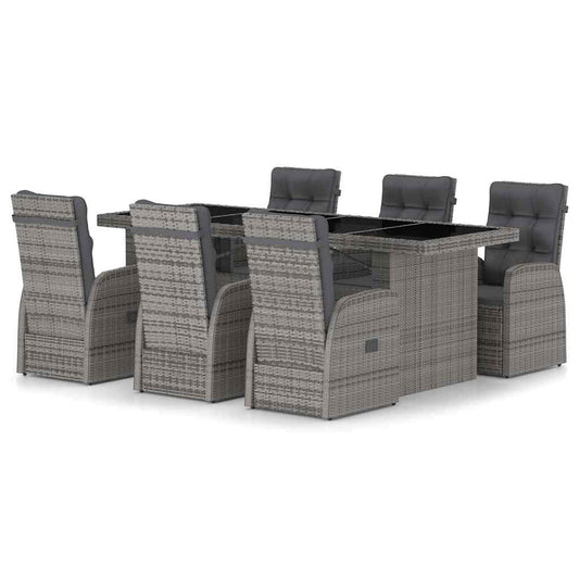 9 Piece Garden Dining Set with Cushions Poly Rattan 6