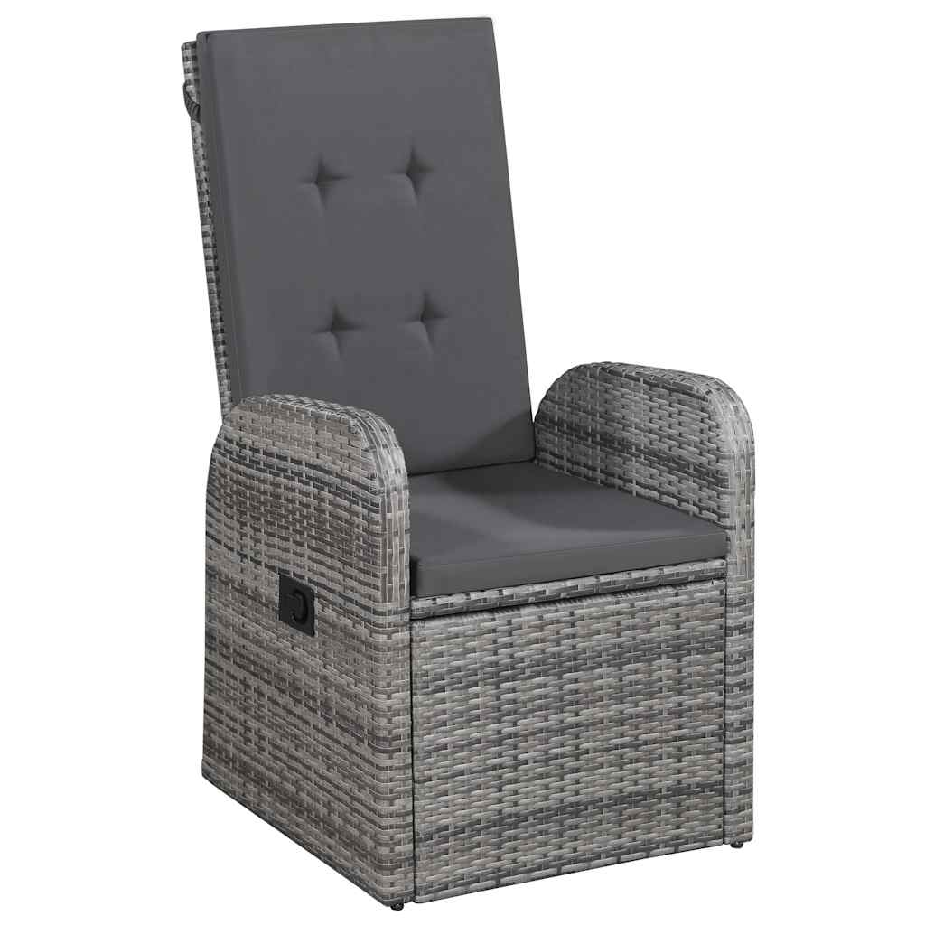 5 Piece Garden Dining Set with Cushions Poly Rattan Grey 2x chair + table