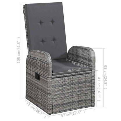 5 Piece Garden Dining Set with Cushions Poly Rattan Grey 2x chair + table