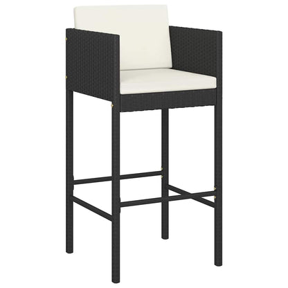 vidaXL 5 Piece Garden Bar Set with Cushions Poly Rattan Black 3