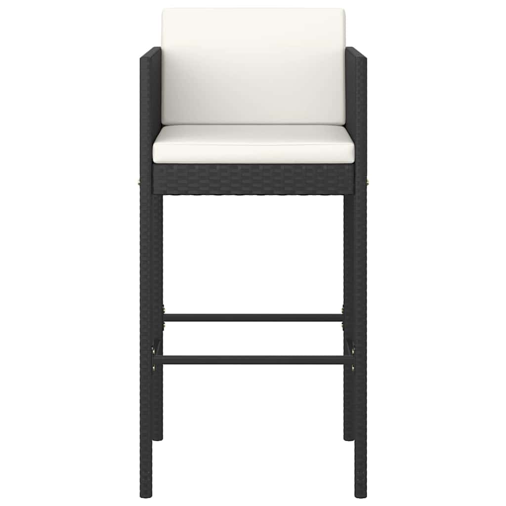 vidaXL 5 Piece Garden Bar Set with Cushions Poly Rattan Black 4