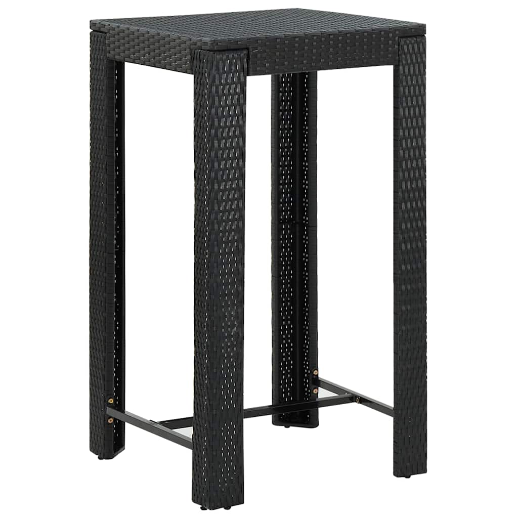 vidaXL 5 Piece Garden Bar Set with Cushions Poly Rattan Black 5