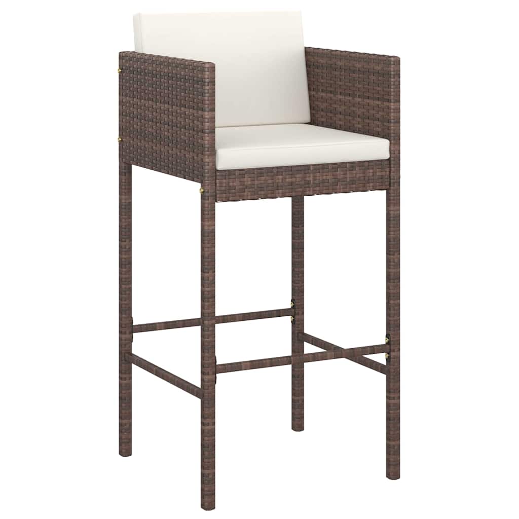 vidaXL 5 Piece Garden Bar Set with Cushions Poly Rattan Brown 3