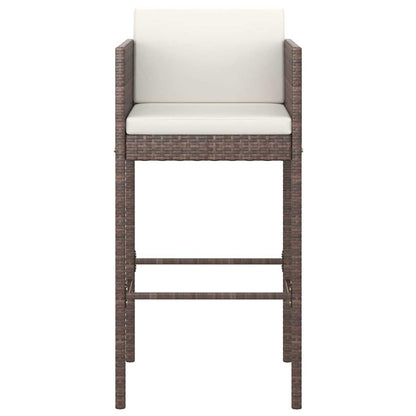 vidaXL 5 Piece Garden Bar Set with Cushions Poly Rattan Brown 4