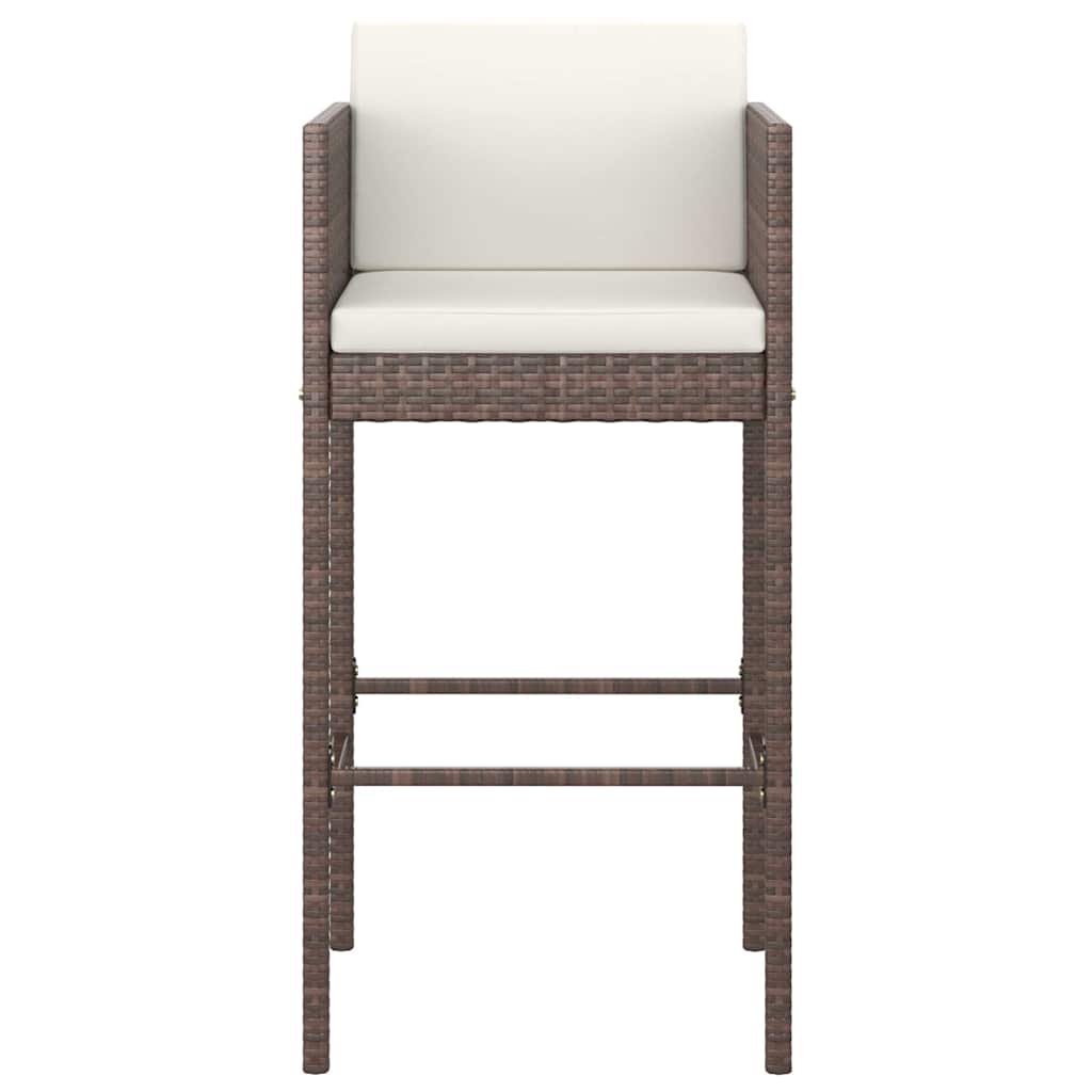 vidaXL 5 Piece Garden Bar Set with Cushions Poly Rattan Brown 4