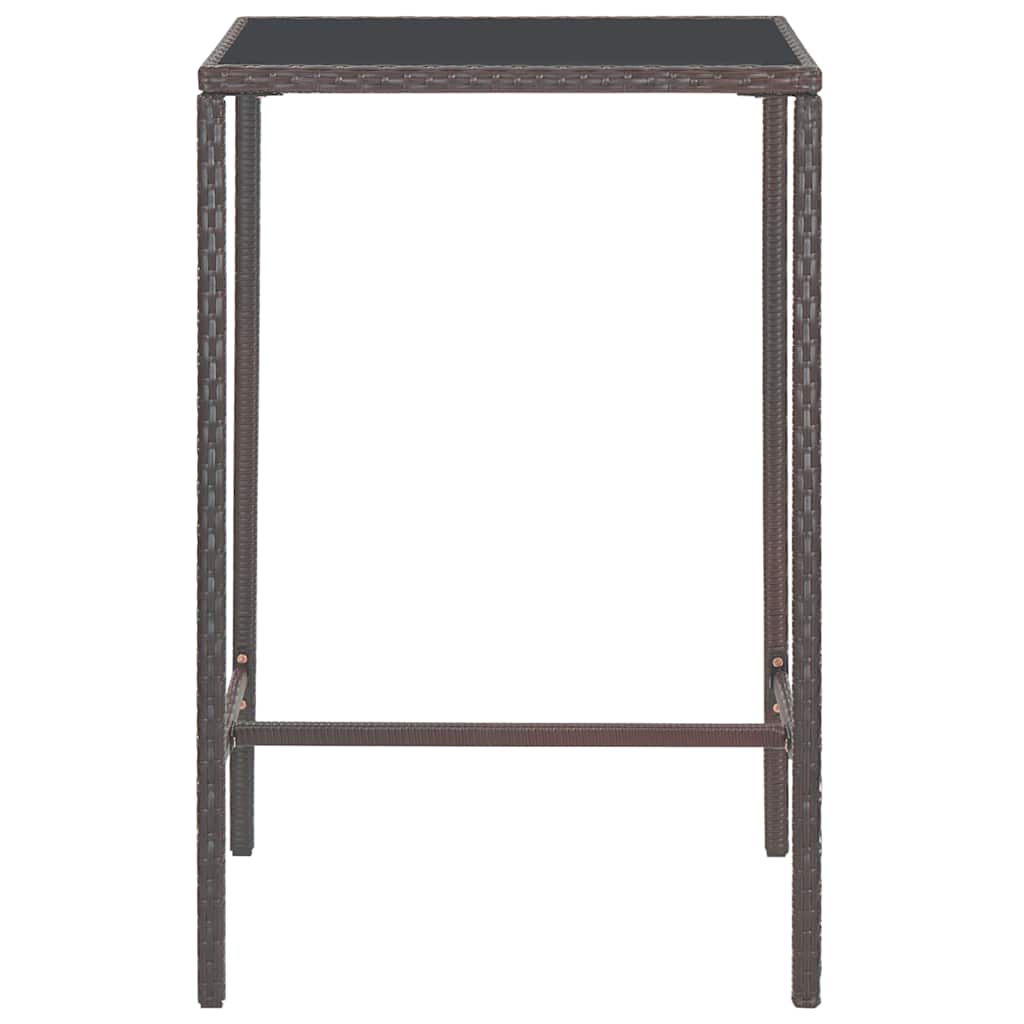 vidaXL 5 Piece Garden Bar Set with Cushions Poly Rattan Brown 6