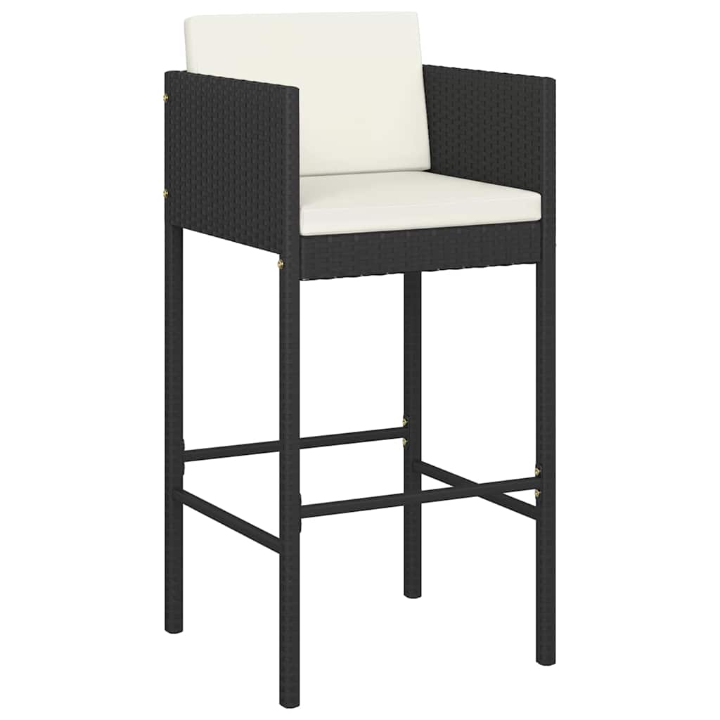 vidaXL 5 Piece Garden Bar Set with Cushions Poly Rattan Black 3