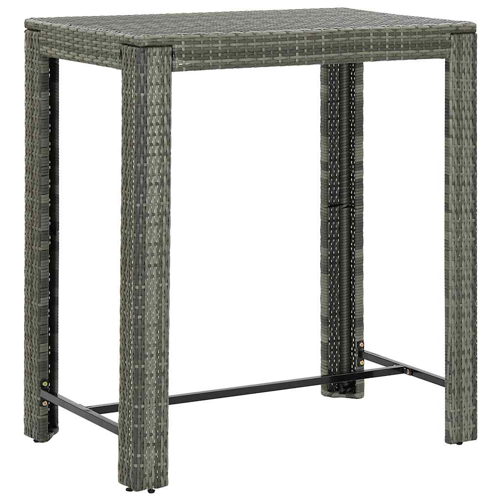 vidaXL 5 Piece Garden Bar Set with Cushions Poly Rattan Grey 5