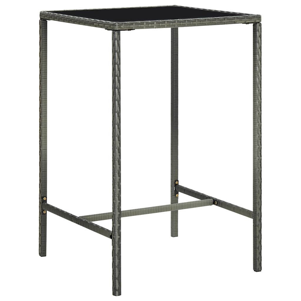 vidaXL 5 Piece Garden Bar Set with Cushions Poly Rattan Grey 5