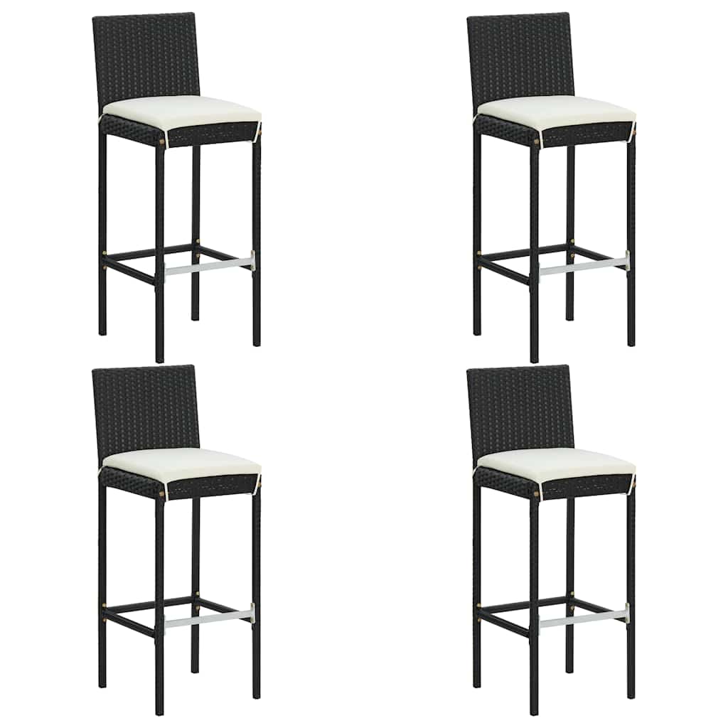 vidaXL 5 Piece Garden Bar Set with Cushions Poly Rattan Black 2