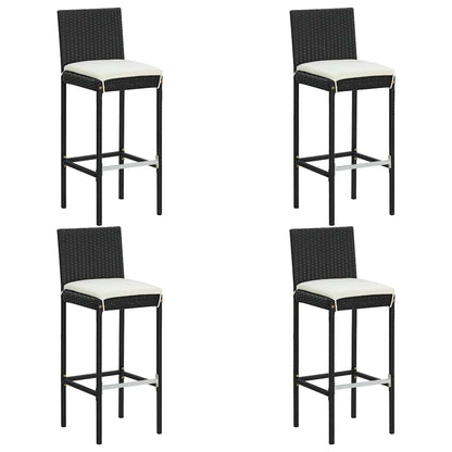 vidaXL 5 Piece Garden Bar Set with Cushions Poly Rattan Black 2