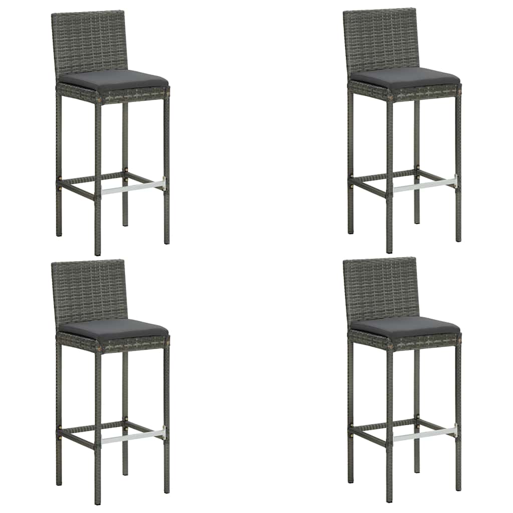 vidaXL 5 Piece Garden Bar Set with Cushions Poly Rattan Grey 2