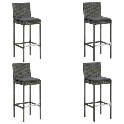 vidaXL 5 Piece Garden Bar Set with Cushions Poly Rattan Grey 2