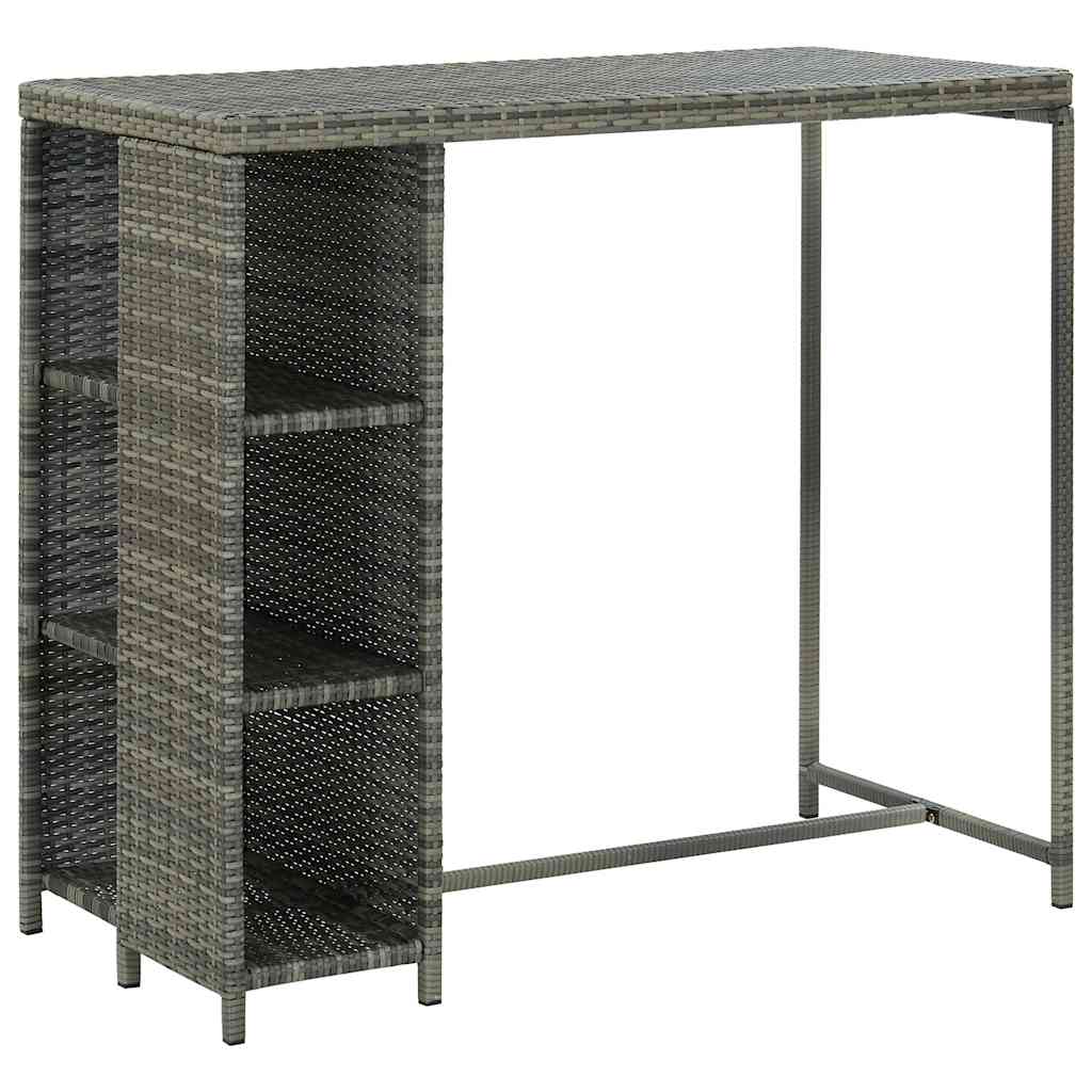 vidaXL 5 Piece Garden Bar Set with Cushions Poly Rattan Grey 2