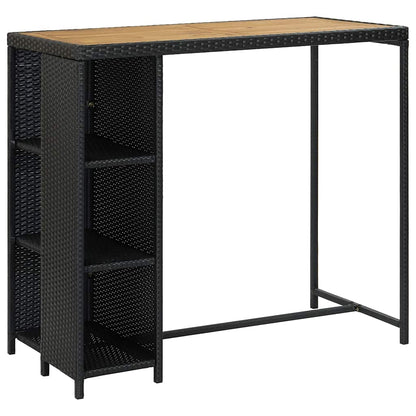 vidaXL 5 Piece Garden Bar Set with Cushions Poly Rattan Black 2